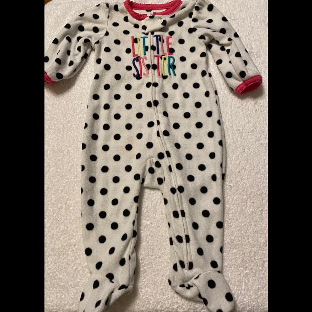 Baby Girl’s Polka Dot Carter’s Little Sister Zip Outfit Sleeper Footie 6 Months